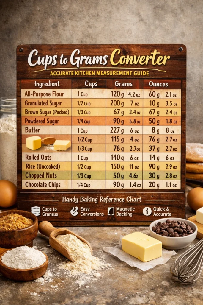 cups to grams converter calculator