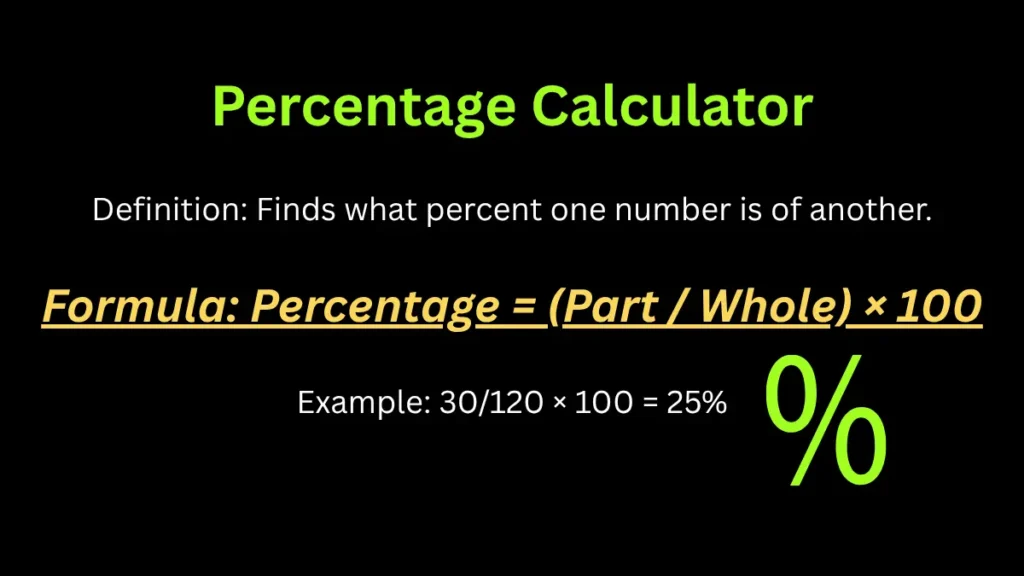Percentage Calculator with definitions, formulas, and example